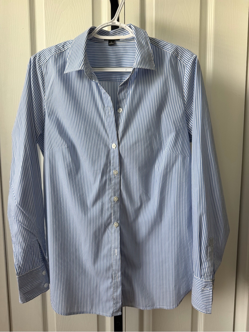 Ann Taylor Classic Blue Stripe Button-Down Shirt - Top - Picture 6 of 11